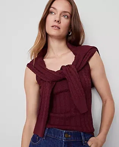 Ann Taylor Mixed Cable Sweater Shell Top