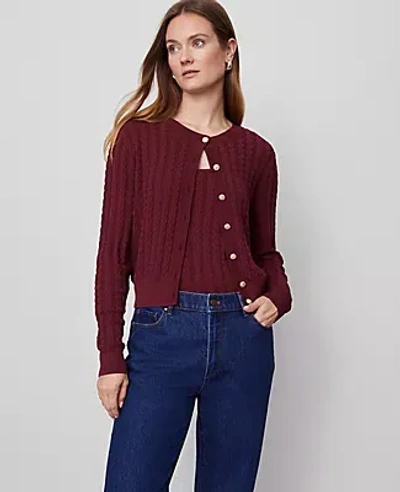 Ann Taylor Mixed Cable Wedge Cardigan