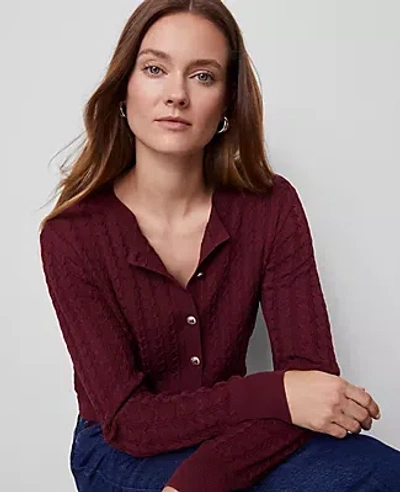 Ann Taylor Mixed Cable Wedge Cardigan