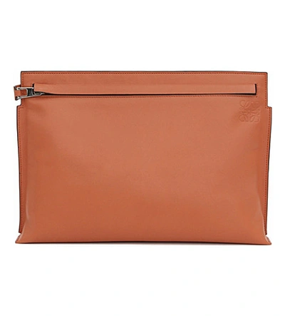 Loewe Large Leather Pouch In Coral