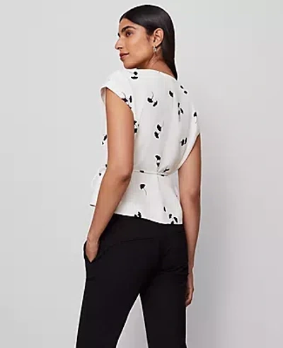 Ann Taylor Floral Wrap Tie Waist Blouse