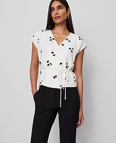 Ann Taylor Floral Wrap Tie Waist Blouse
