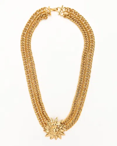 Pre-owned Chanel Lion Motif Double Chain Necklace