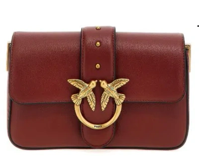 Pinko Love One Mini Crossbody Bags Bordeaux In Brown