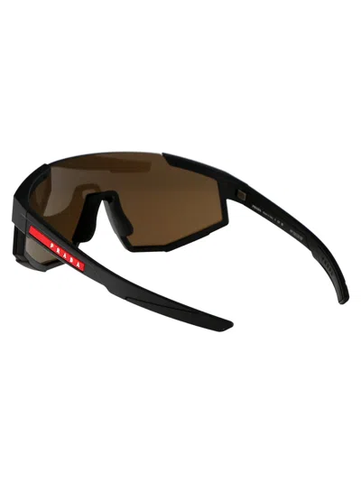 Prada Linea Rossa Black Rubber Nylon Sunglasses