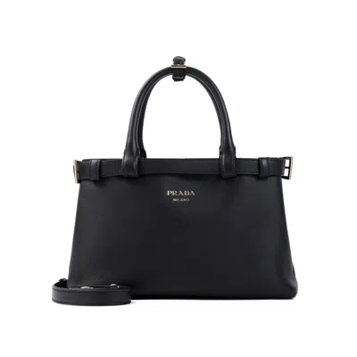 Prada Buckle Small Leather Bag With Double Belt
