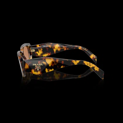 Prada Womens Yellow Pr 17ws Rectangle-frame Acetate Sunglasses In Brown