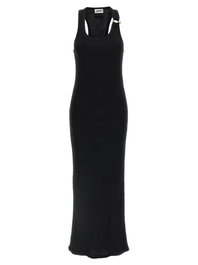 Jean Paul Gaultier Womens Black Ribbed Scoop-neck Cotton-jersey Midi Dress In Black