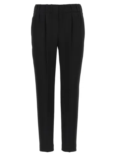 Brunello Cucinelli Black Silk Blend Pants