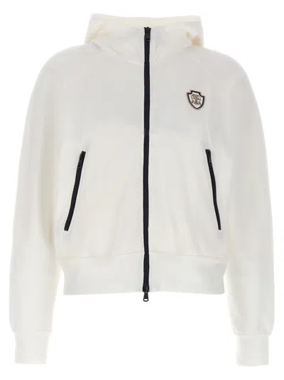 Brunello Cucinelli Hooded Sweatshirt With Ribbed Cuffs And Side Zip Pockets In White
