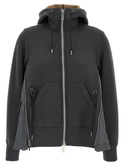 Sacai Sponge Grey Hoodie In Gray