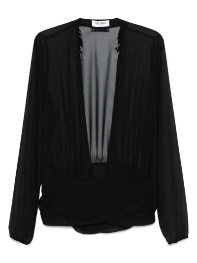 Attico Black Blouse With Deep Neckline In Black
