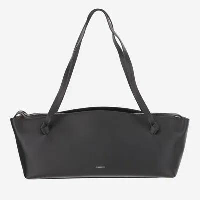 Jil Sander Big Joanna Leather Shoulder Bag In Black