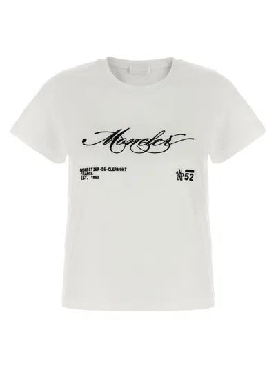 Moncler Embroidered Short Sleeve Crew Neck T-shirt In White