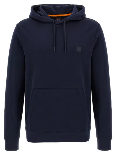 Hugo Boss Cotton-terry Hoodie With Logo Patch In Black