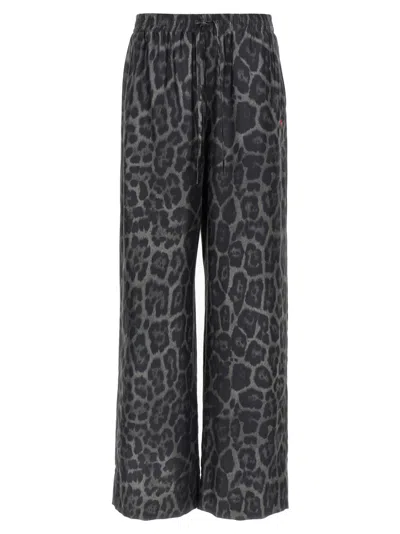 Stella Mccartney Wide Leg Animal Print Trousers With Elastic Waistband In Gray