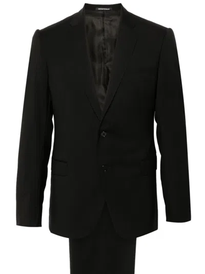 Emporio Armani Virgin Wool Single-breasted Suit In Black