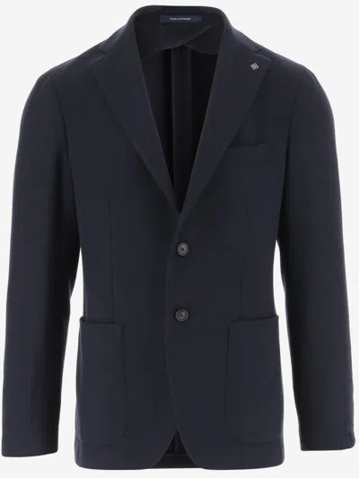 Tagliatore Single-breasted Virgin Wool And Cashmere Blazer In Blue