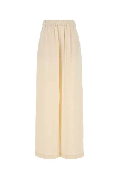 Max Mara Ivory Stretch Silk Boon Pant