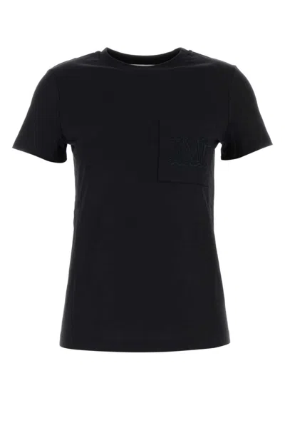 Max Mara Papaia Logo Cotton T-shirt In Black