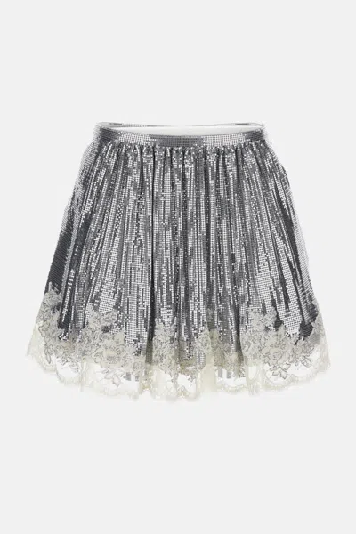 Rabanne Metallic Lace-trimmed Skirt