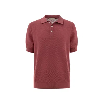 Gran Sasso Classic Knitting Pattern Polo In Red Cherry  In Red