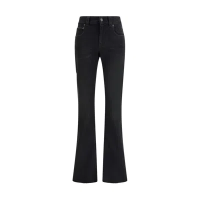 Balenciaga Flared Trousers With High Waist And Raw Hem In Black