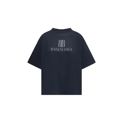 Balenciaga High-collar Black T-shirt With Logo Print