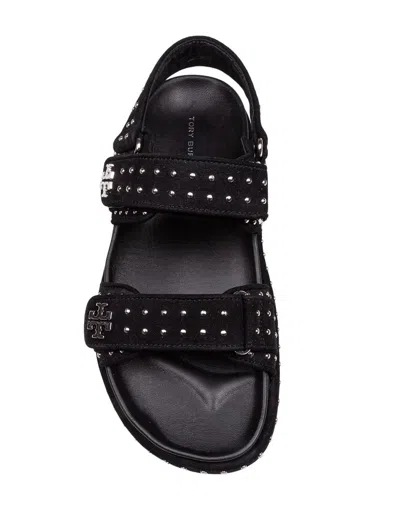 Tory Burch Kira Studded Suede Sports Sandals In Black