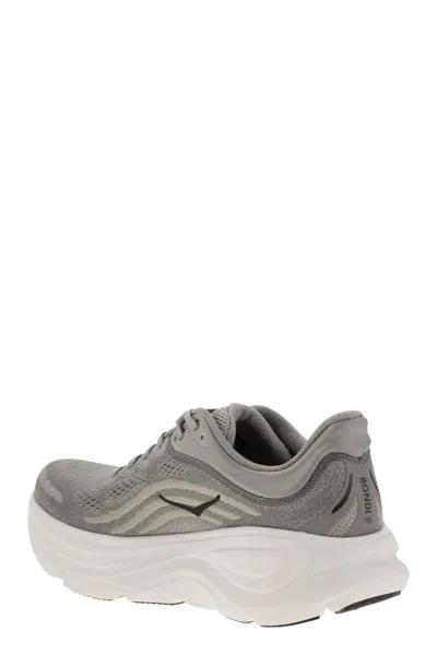 Hoka Bondi 9 Grey Low Top Sneakers With Maxi Logo Lettering On The Side In Tech Fabric Unisex In Gray