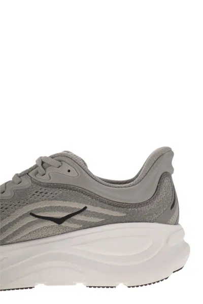 Hoka Bondi 9 Grey Low Top Sneakers With Maxi Logo Lettering On The Side In Tech Fabric Unisex In Gray