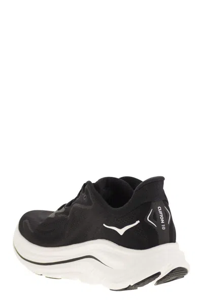 Hoka Clifton 10 Rubber-trimmed Jacquard Running Sneakers In Black