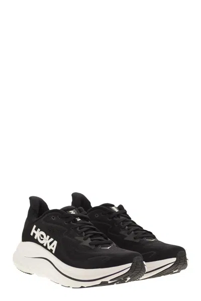 Hoka Clifton 10 Rubber-trimmed Jacquard Running Sneakers In Black
