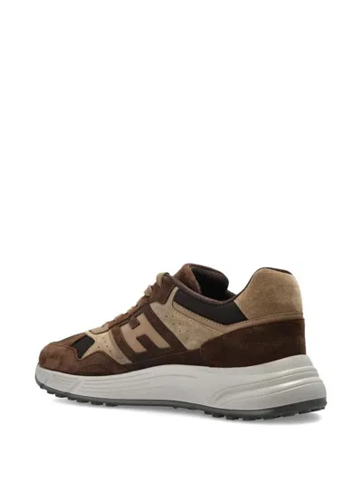 Hogan Lightweight Mesh And Suede Sneakers In Brown