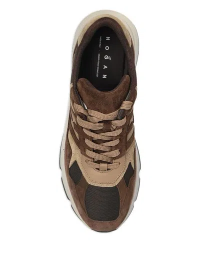 Hogan Lightweight Mesh And Suede Sneakers In Brown