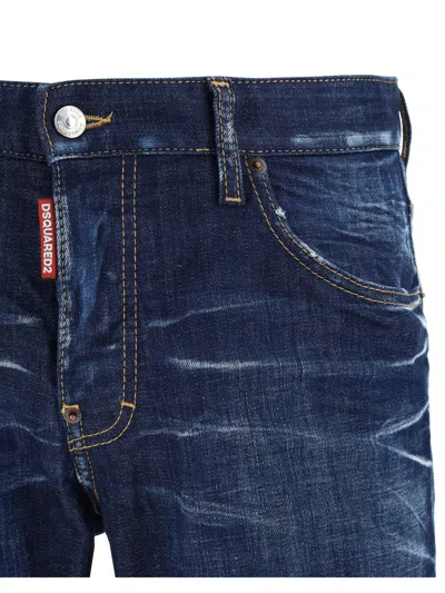 Dsquared2 Blue Jeans With Belt Loops And Logo Patch On The Rear In Denim Stretch Man