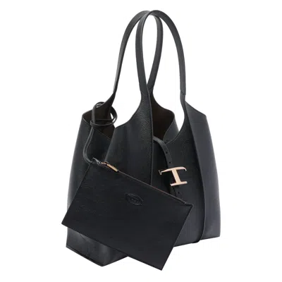Tod's Timeless Leather Shopping Bag In Black