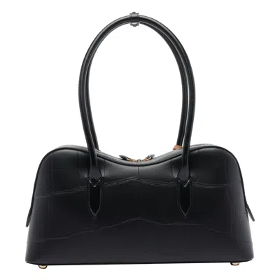Stella Mccartney 'ryder' Black Medium Handbag With Padlock Detail On The Front And Two Top Handles In Black
