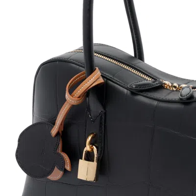 Stella Mccartney 'ryder' Black Medium Handbag With Padlock Detail On The Front And Two Top Handles In Black