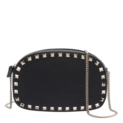 Valentino Borsa A Tracolla Rockstud In Pelle Nera Donna