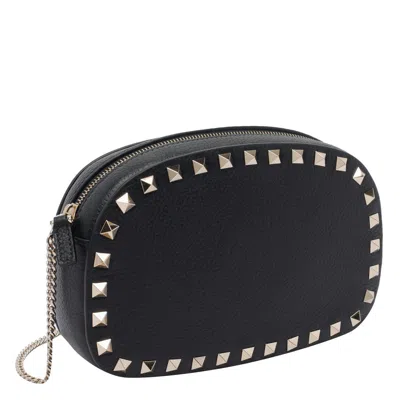 Valentino Borsa A Tracolla Rockstud In Pelle Nera Donna