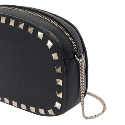 Valentino Borsa A Tracolla Rockstud In Pelle Nera Donna