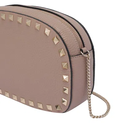 Valentino Chain Strap Studded Pebbled Texture Cross-body Bag In Gray
