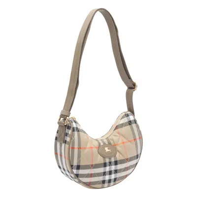 Burberry Curved Shoulder Bag With Classic Check Pattern And Gold-tone Hardware