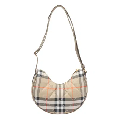 Burberry Curved Shoulder Bag With Classic Check Pattern And Gold-tone Hardware