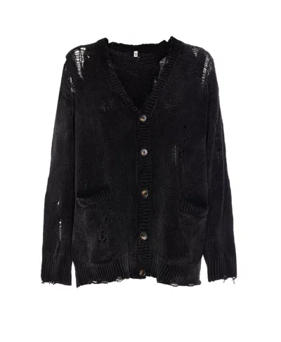 R13 Black Grunge Sweater In Black