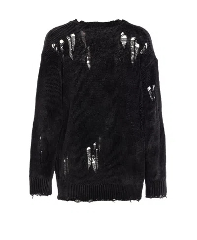 R13 Black Grunge Sweater In Black
