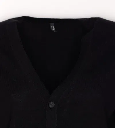 R13 Elbow Sleeve Split Hem Cardigan In Black