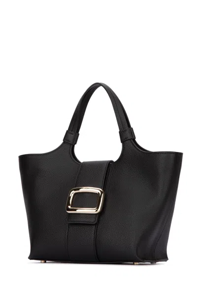 Roger Vivier Glossy Finish Structured Tote Bag With Buckle In Black