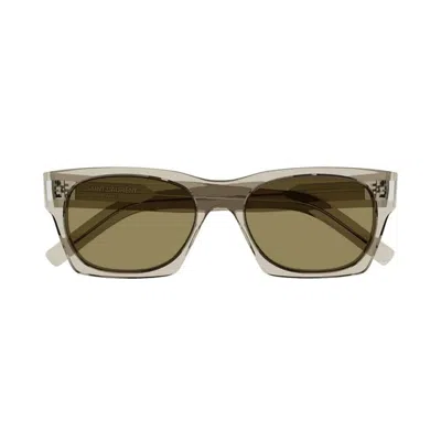 Saint Laurent Logo Sunglasses In Neutral